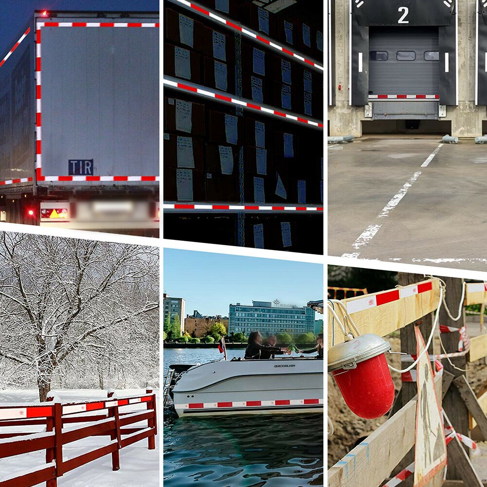 1pcs 1.5M Car Reflective Safety Warning Signal Tape Red &amp; White Reminder Sign Car Safety Stickers