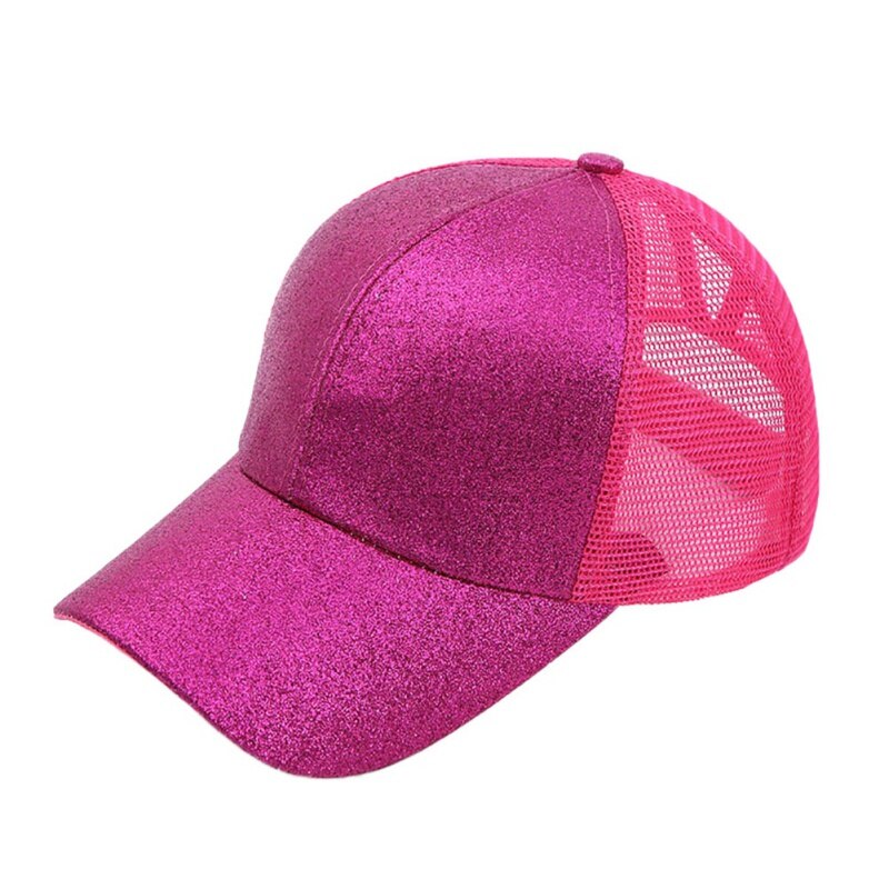 Dames Sport Cap Messy Netto Cap Verstelbare Sport Running Riding Cap Flash Paardenstaart Tennis Cap: Rose Red