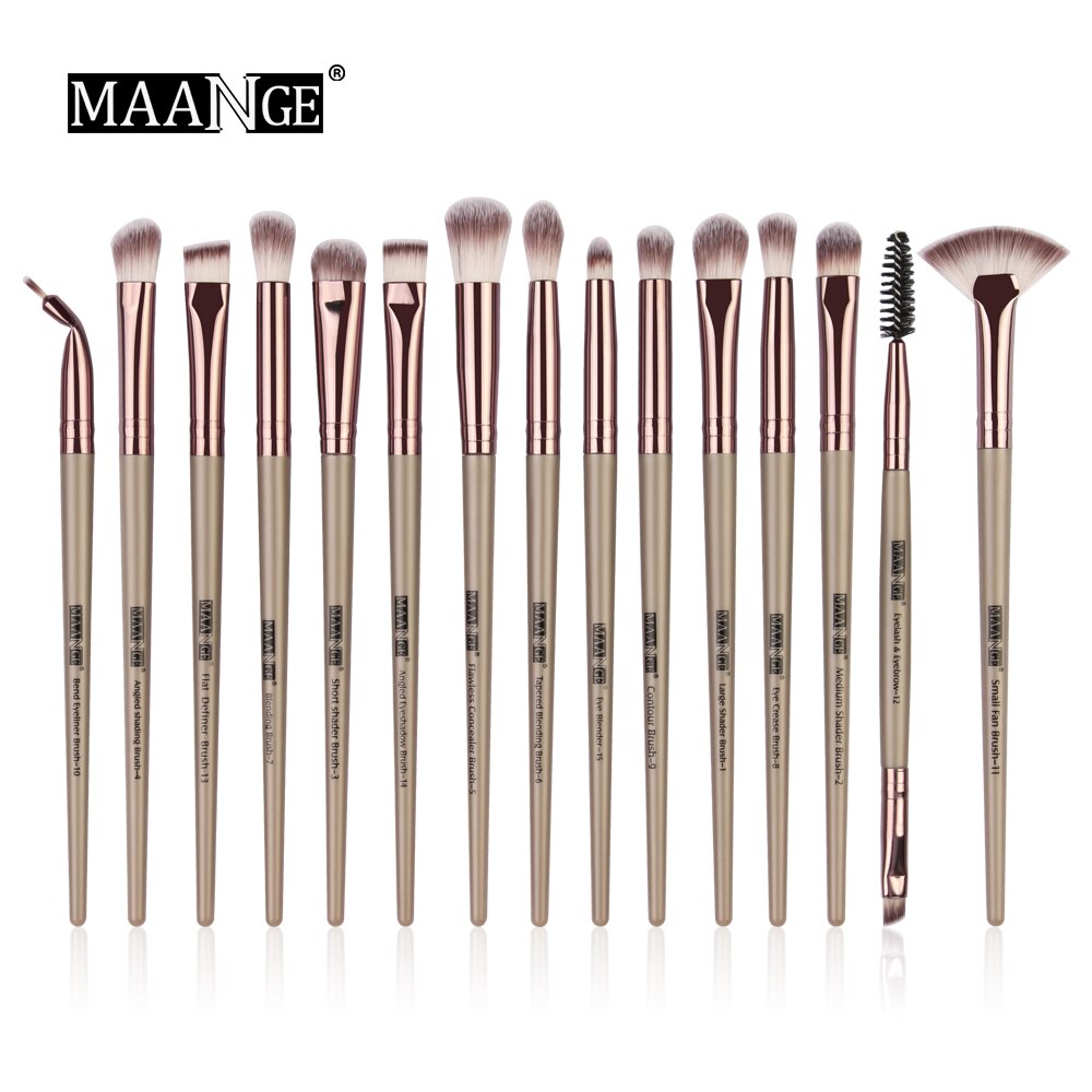 MAANGE – pinceaux de maquillage professionnels, brosses en éventail pour mélange de fards à paupières, sourcils, ensemble de beauté, 5/15 pièces,