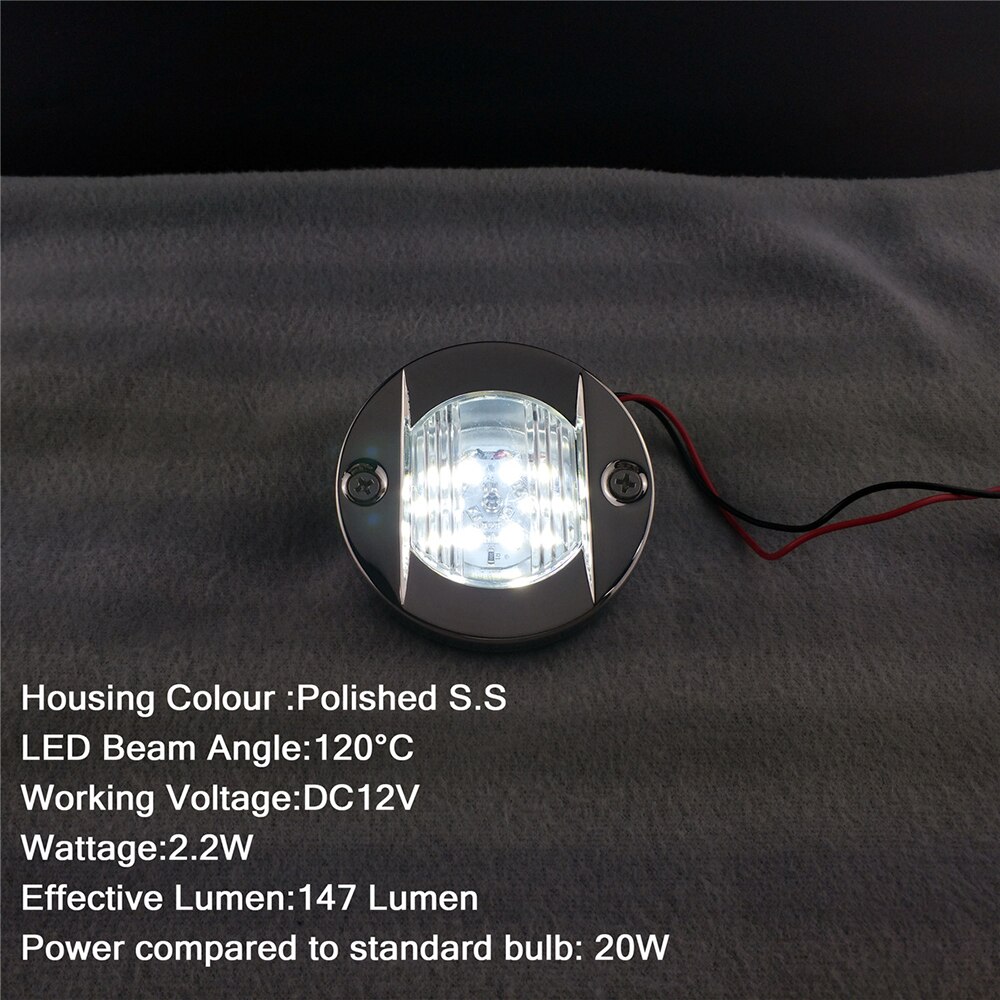 DC 12 V bateau marin tableau arrière LED feu arrière rond en acier inoxydable blanc froid feu arrière LED Yacht accessoires blanc froid
