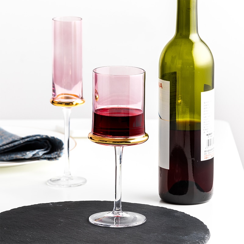 Copa de vino tinto de lujo nórdico, oro galvanizado, copa de champán, Bar, en Hotel, vasos de agua, Copas de Goblets
