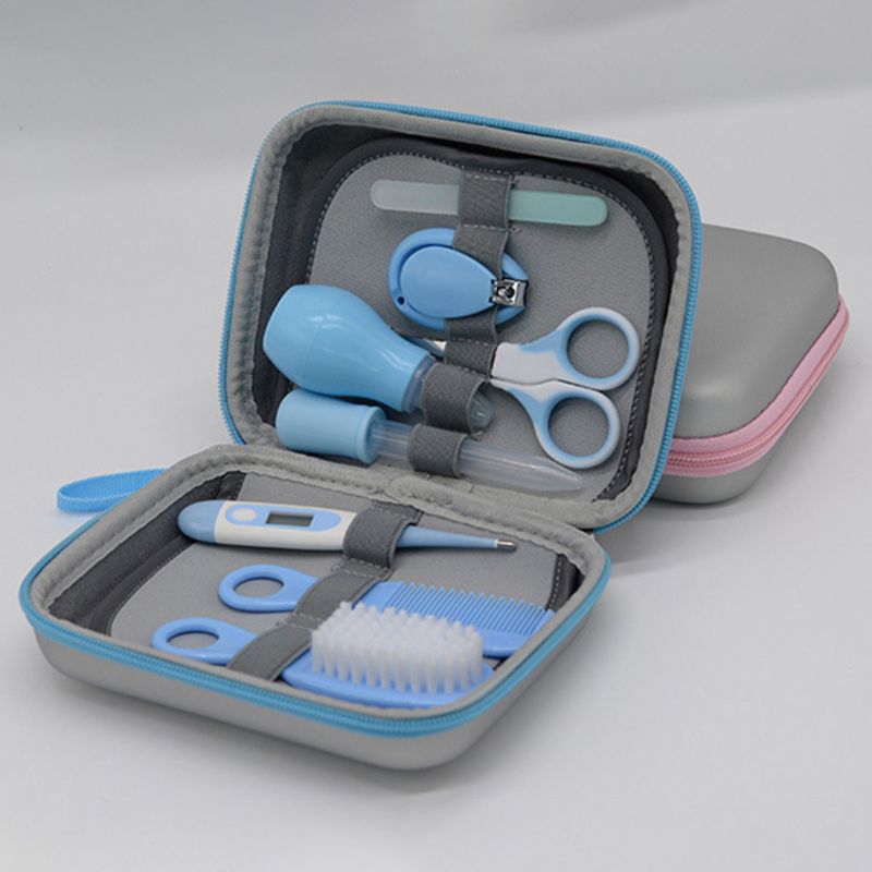 Organize seus filhos higiene 8 pçs/set kit bebê grooming termômetro essencial cuidados com o bebê manicure conjunto ideal para crianças da criança