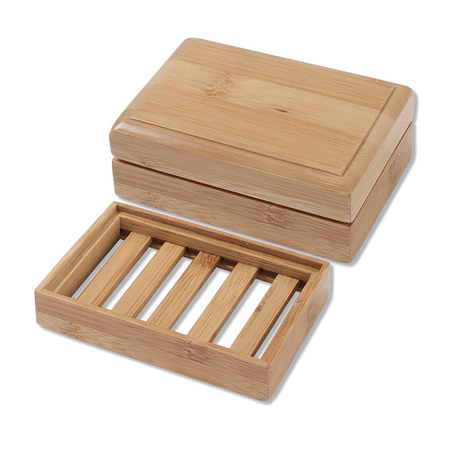 Wooden Natural Bamboo Soap Dishes Tray Holder Storage Soap Rack Plate Box Container Portable Bathroom Soap Dish Storage Box: N