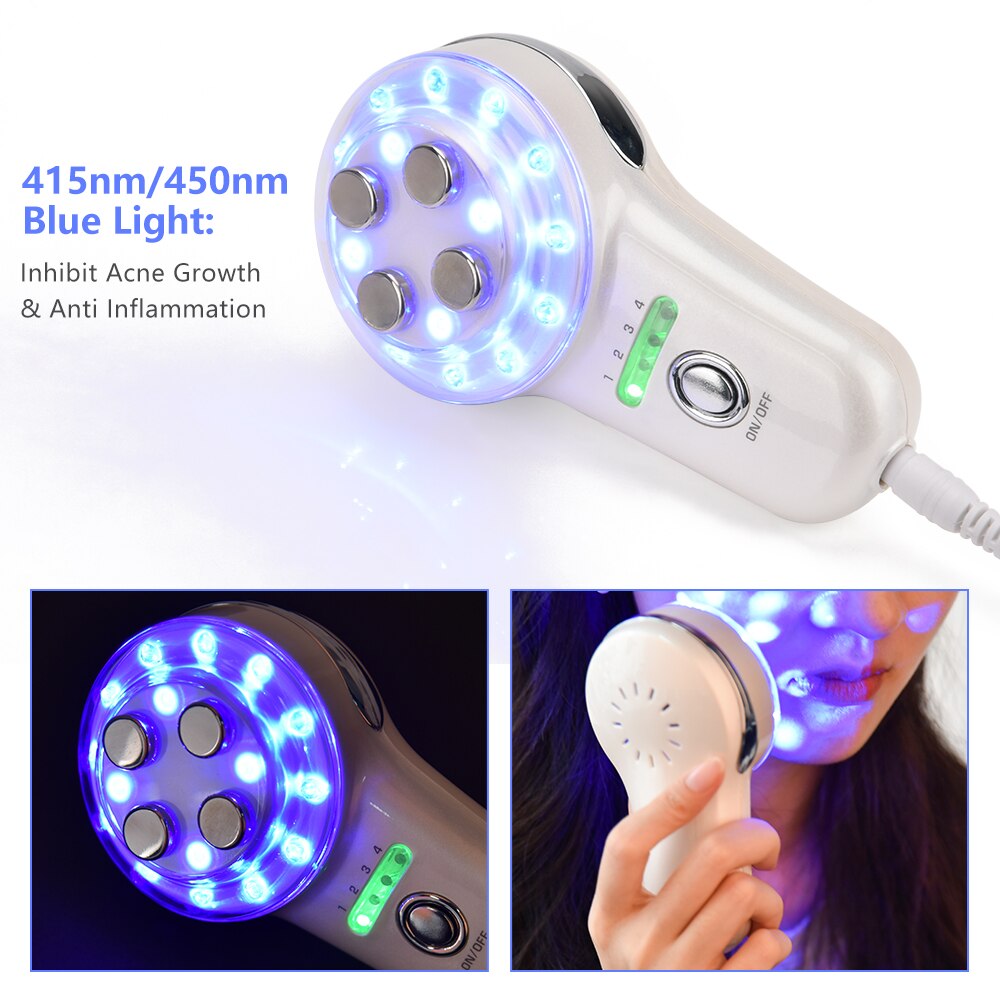 Mini Electric RF Radio Frequency Blue LED Light Photon Therapy EMS Skin Tightening Anti Aging Face Lifting Massage Beauty Device