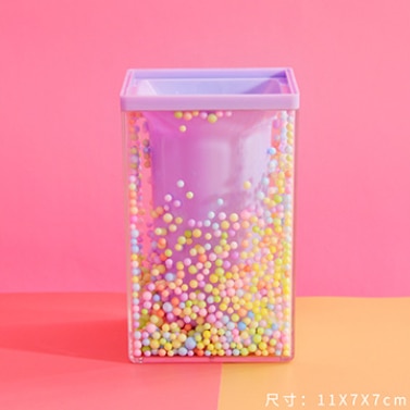 Soporte de bolígrafo de espuma, bonito organizador de escritorio, estilo Kawaii, papelería, para estudiantes: Square Purple