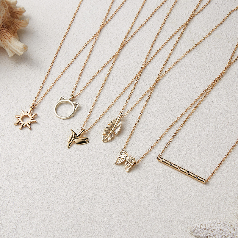 Mode Make A Wish Card Ketting Sieraden Goud Kleur Uil Veer Olifant Vleugel Eenhoorn Vlinder Hart Hanger Vrouwen Bijoux