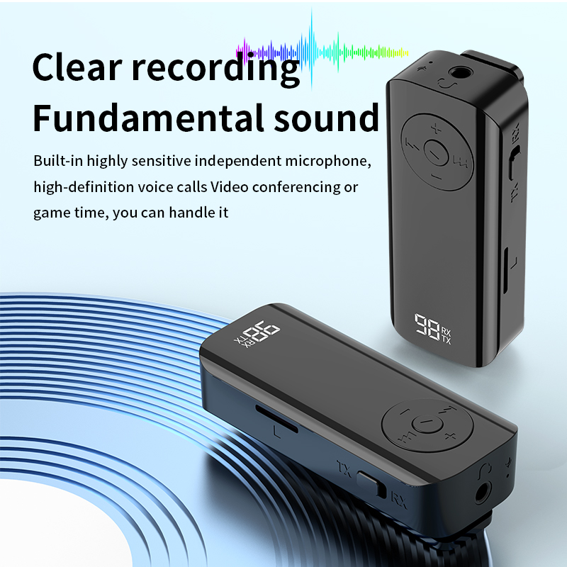 Bluetooth 5.3 Zender Ontvanger 3.5mm Jack Aux Draadloze Adapter Stereo voor Koptelefoon TV PC Auto Luidspreker Met digitaal display