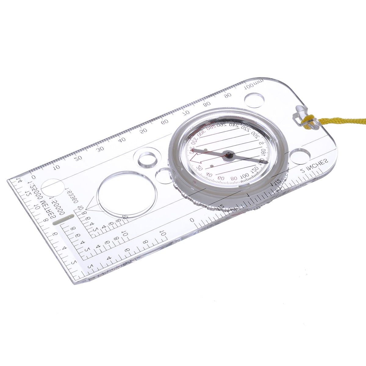 1pc Mini Compass Map Scale Ruler Magnifying Orienteering Multifunctional Equipment For Outdoor Hiking Camping