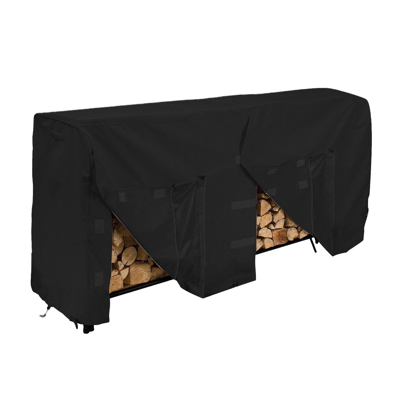 Storage Shelf Cover Fire Wood Storage Covers Rain Cover 210D Dust-proof Oxford Cloth 4/8 FT Black Fireplace Logs Holder Covering: Black 8ft
