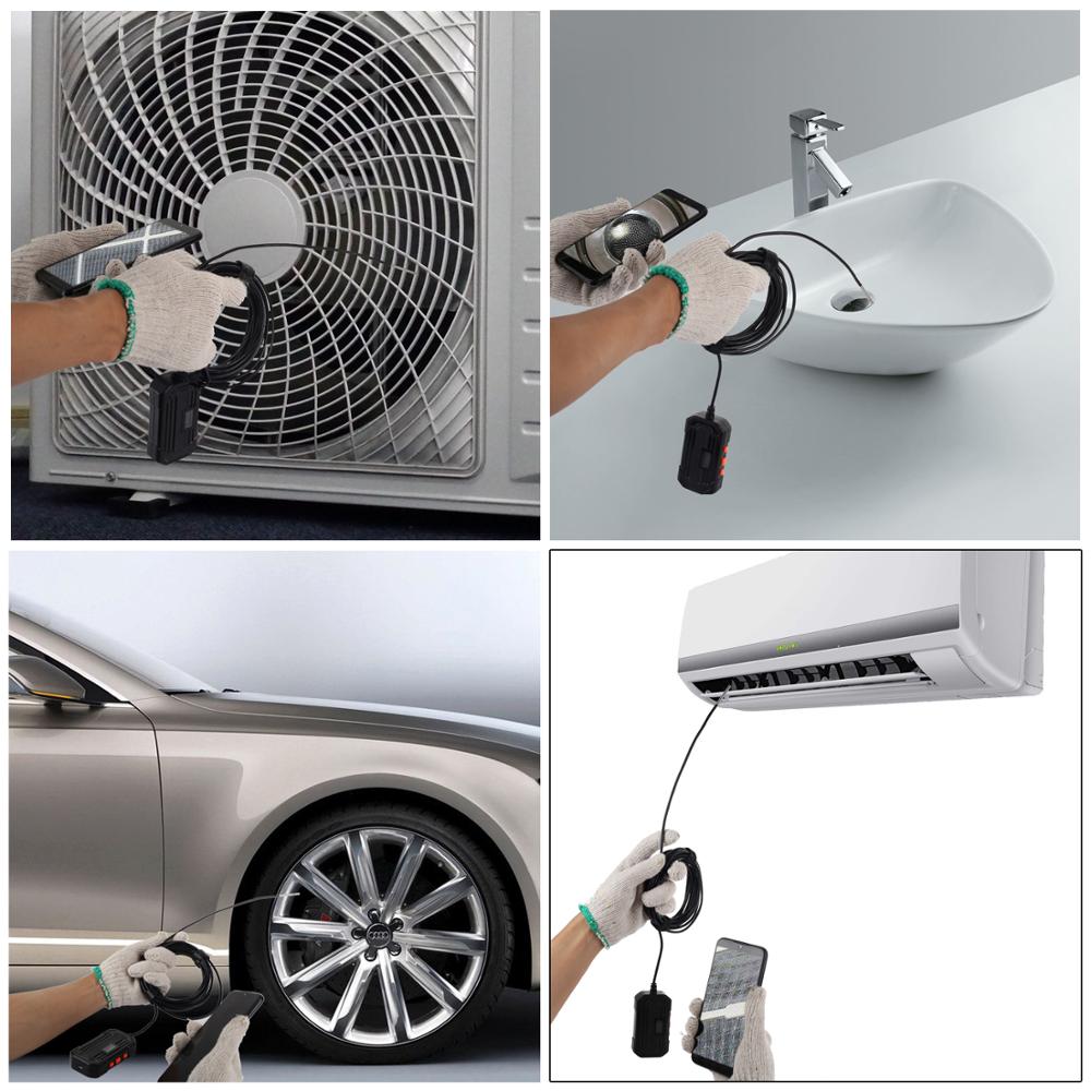 3.9mm Dual lens Wifi endoscope Camera 2.0MP 1080p HD with 18650 Battery 6Leds Borescope For Pipeline Drain Car Inspection Camera