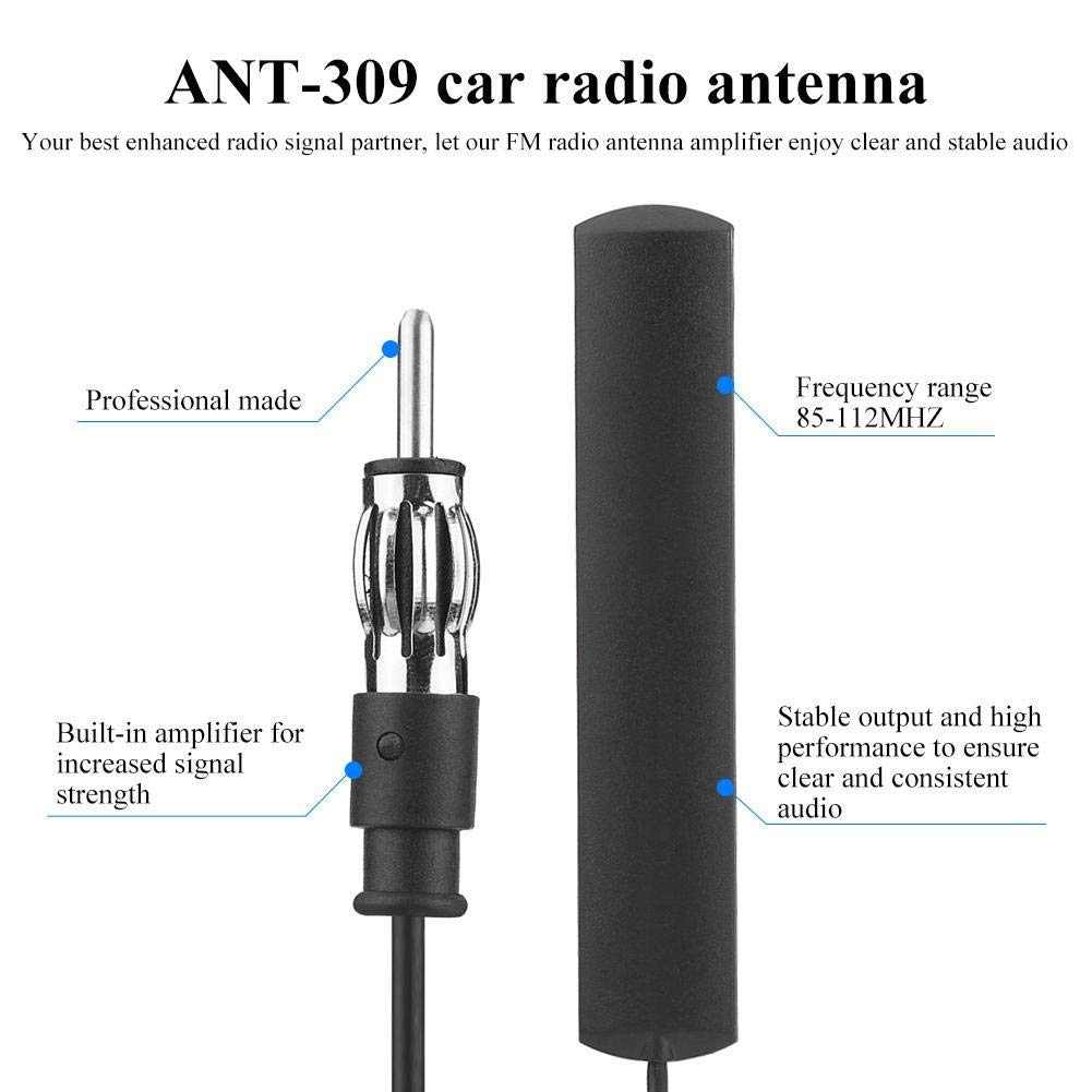 Auto-Ant-309 Auto Radio Antenne-Universele Auto Fm Radio Antenne Patch Zwart Radio Antenne Versterker Antenne voorruit Mount 8