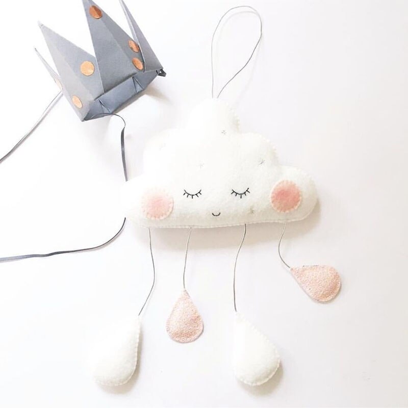 INS Baby Room Decor Toys Newborn Clouds Hanging Ornaments Bed Bell Baby Bedroom Decoration Water Droplets Photography Props