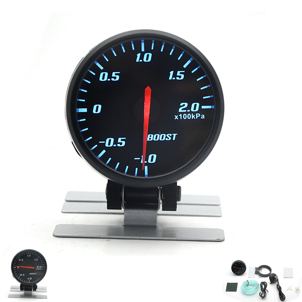 2.5 "60mm boost vakuum wasser temp öl temp ölpresse spannung tachometer luft kraftstoff verhältnis EGT gauge schwarz farbe blau Led: Boost Gauge