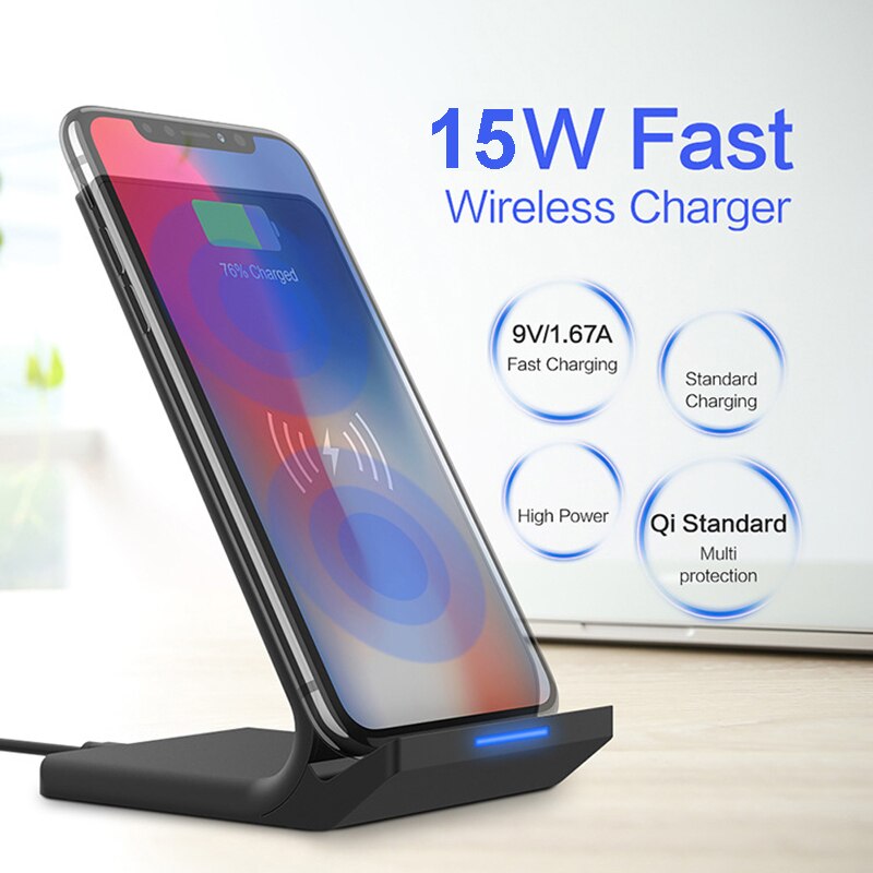 15W Wireless Charging Stand Houder Qi Inductie Oplader Voor Samsung S20 S10 Note 9 8 Voor Iphone 12 11 pro X Xs Max Xr