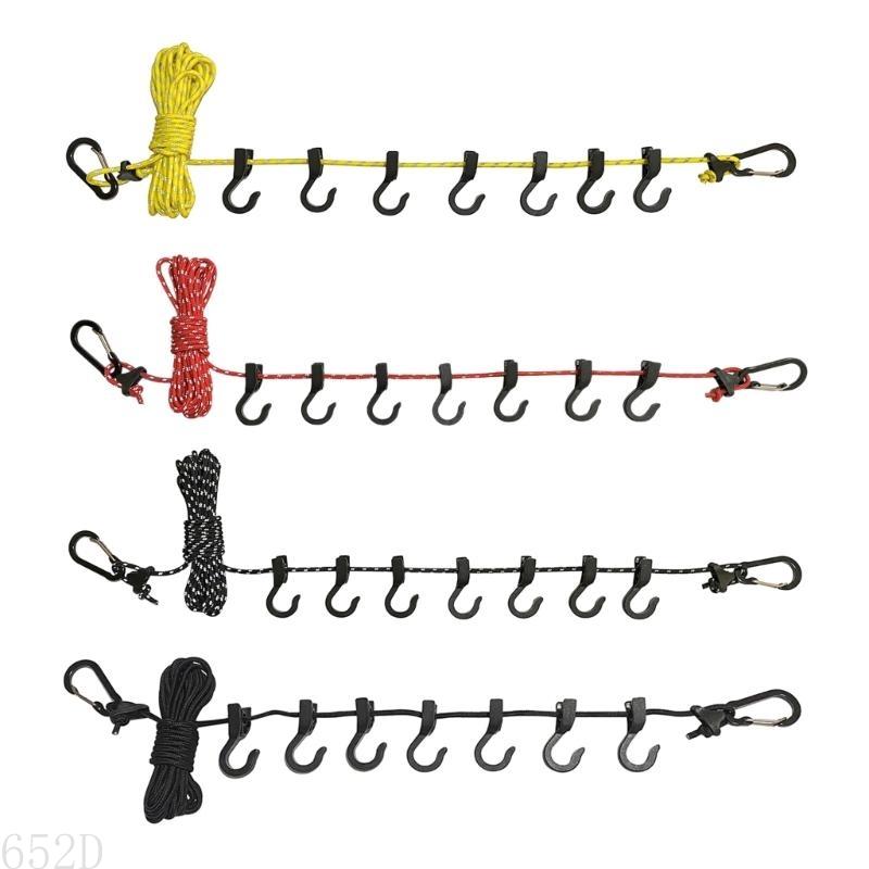 652d 5m utdragbara tvättlinor vindtäta rep tvättlina med 7 klämmor för camping