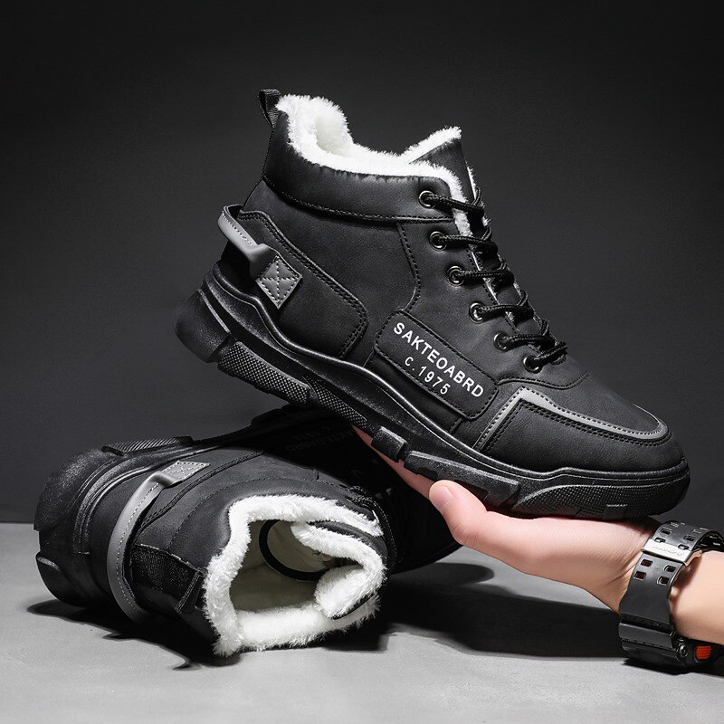 Chaussures hautes en toile à lacets pour homme, chaussures à la , décontractées, garde au , hiver