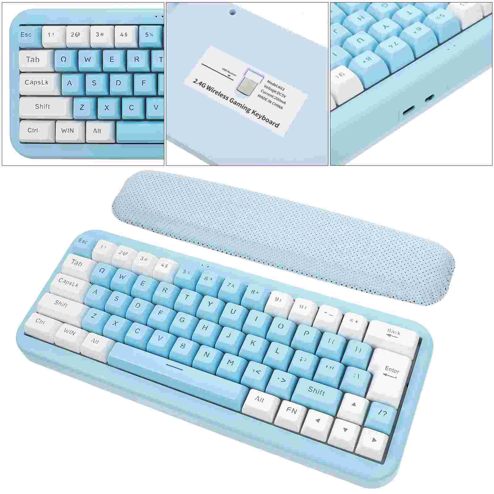 Wireless Keyboard 63-key Membrane Computer Keyboard RGB Lighting Office Keyboard