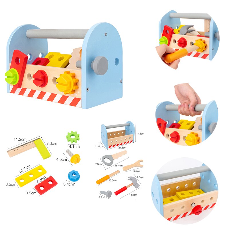 Elektronische Mini Gesimuleerde Kits Speelgoed Houten Reparatie Simulatie Toolsbox Set Diy Vroege Onderwijs Fun Speelgoed Voor Jongen Puzzel