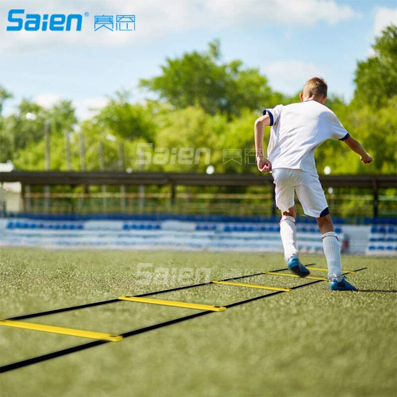 20ft Agility Ladder Set Met 12 Rungs, 12 Sport Disc Kegels, 4 Metalen Pinnen, 1 Draagtas-Voor Voetbal, Voetbal, Speed Training