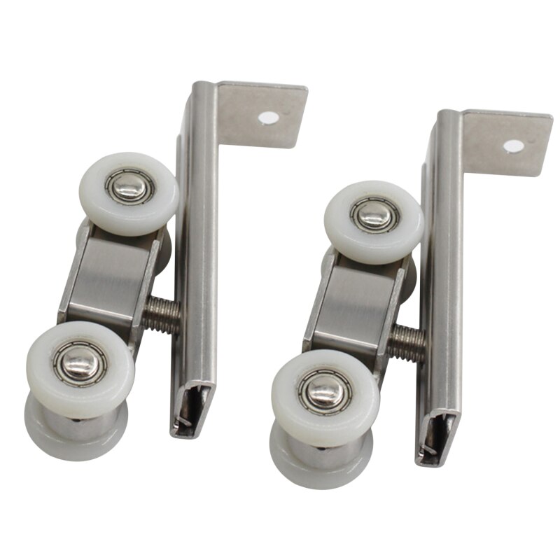 Stainless Steel Sliding Doors Pulley Hanger Roller Hanging Rail Wheels High Load-Bearing Sliding Door Track Rail Hardware: silver 4