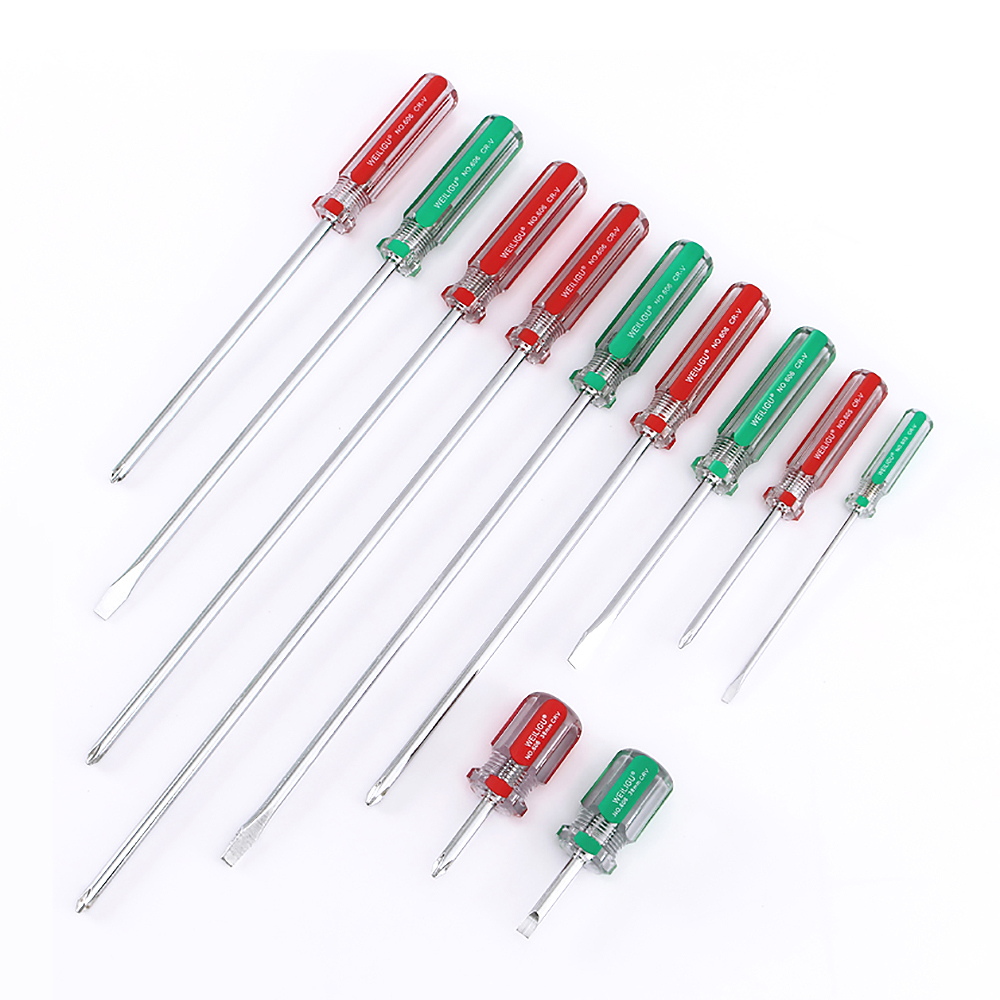 Magnetic 3mm 5mm 6mm Slotted/Phillips Screwdriver 38-300mm Long Cross Word Screw Driver Transparent Handle Car Repair Hand Tools