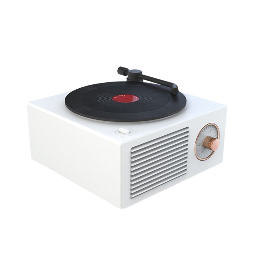 Vinyl Platenspeler Speaker Draadloze Draagbare Mini Staal Retro Atomic Speaker Radio Cassette Recorder: elegant white