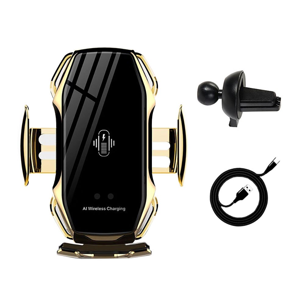 Automatische klem 10w qi draadloze autolader voor iphone 11 pro max x xr qi draadloze autolader voor samsung  s8 s9 telefoonhouder: Grijs