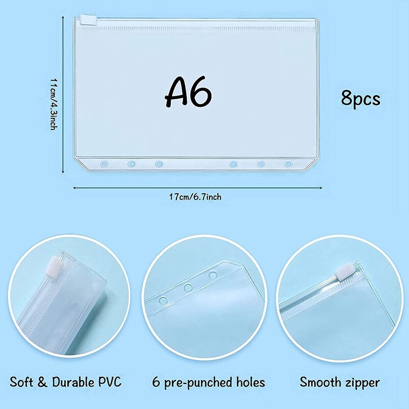 A6 Notebook Binder Budget Planner Organizer 6 Ring Binder Cover,Binder Pockets,Expense Budget Sheets Sticking Ruler