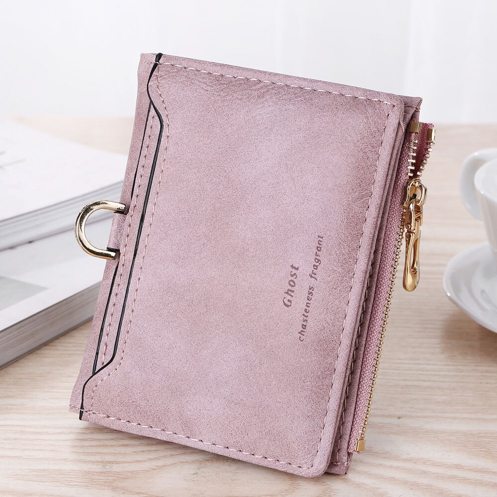 Women Simple Retro Letters Short Wallet Card Holders Handbag Simple Travel Outdoor Coin purse Ladies Mini Cluth Bag: Purple