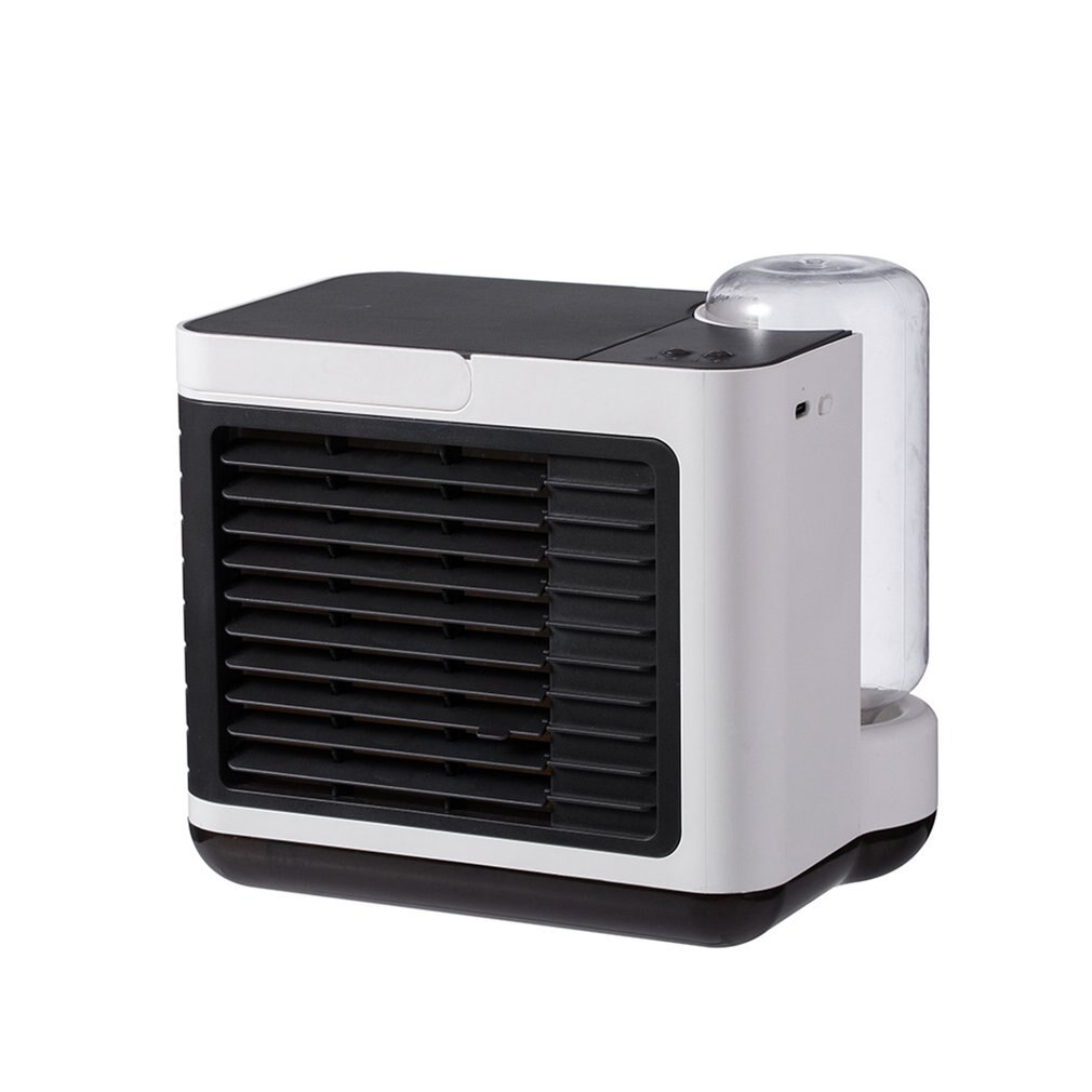 Usb Rechargeable Negative Ion Air Conditioning Fan Three Gear Wind Speed Low Noise Small Mini Water Cooling Fan: white