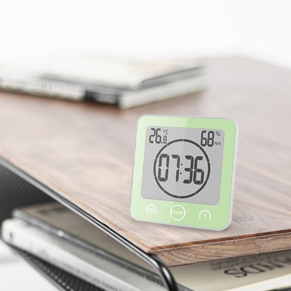 Digitale Badkamer Klokken Thermometer Hygrometer Lcd Zuignap Waterdichte Douche Horloges Temperatuur-vochtigheidsmeter Alarm