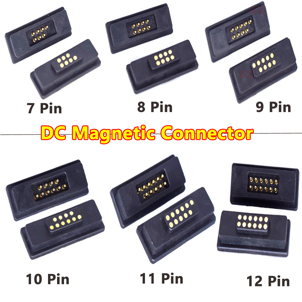 1Pair 2A 6Pin 7Pin 8Pin 9Pin 10Pin 11Pin 12Pin Waterproof Magnetic Pogo Pin Connector Male Female Spring Loaded DC Power Socket