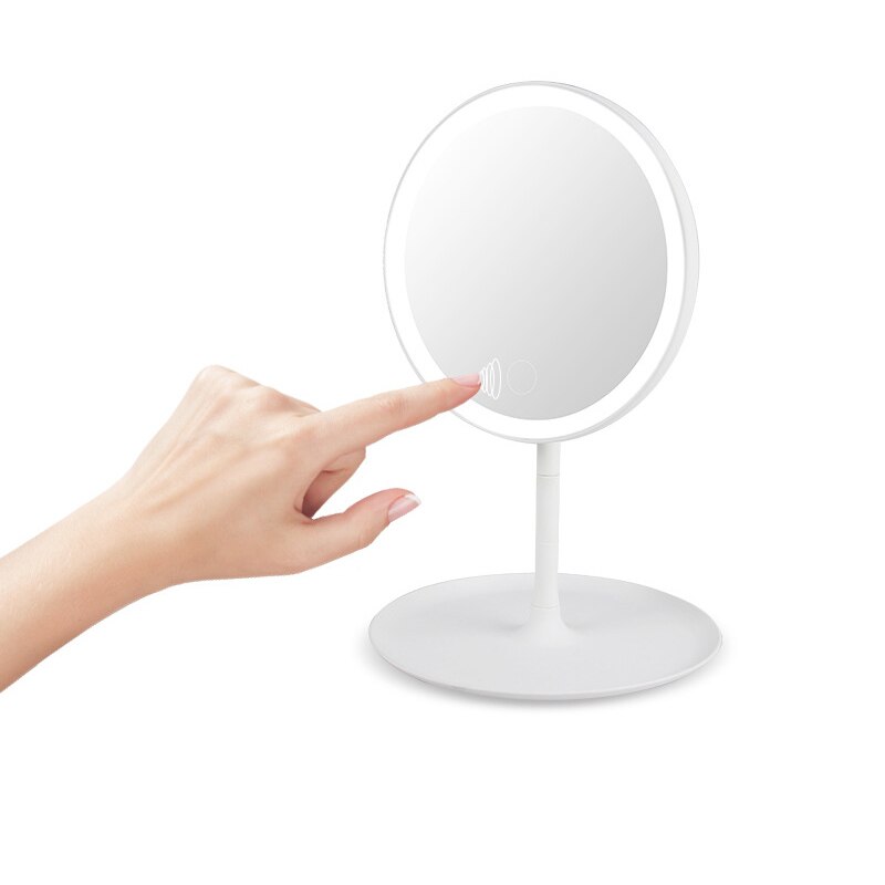 Led Makeup Mirror USB Storage LED Face Mirror Adjustable Touch Dimmer Led Vanity Mirror Stand Up Desk Cosmetic Mirror: White USB
