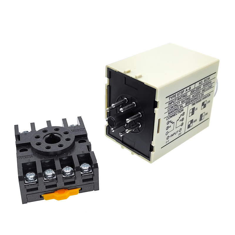 ST3Pa-A/B/C/D/E/F/G Zeitrelais mit Sockel, Einschaltverzögerung, 8 Stifte, Ausschaltverzögerung, Zeitrelais, AC 220 V, DC12 V, 24 V