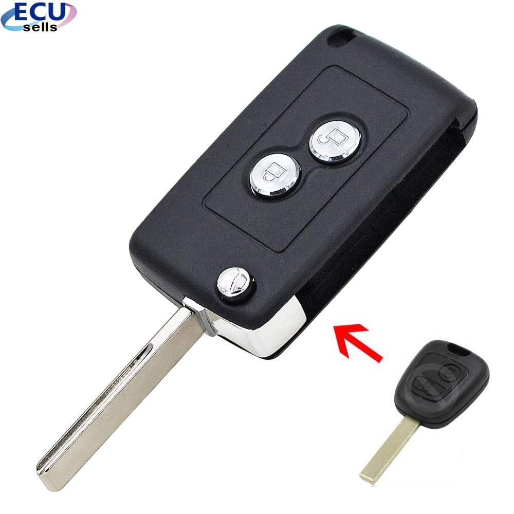 Gewijzigd 2 Knoppen Folding Key Remote Case Cover Behuizing Fob Voor Voor Peugeot 307 107 207 HU83 Blade