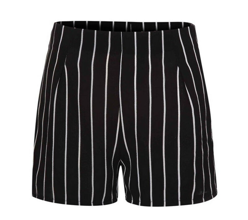 Kvinder sommerbukser stilfulde løse shorts lynlås strand høj talje korte bukser: L / Sort