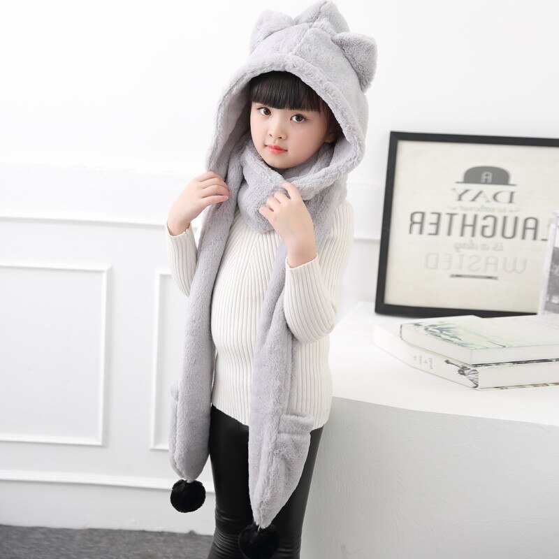 Conjunto de gorros y guantes de franela para niños y niñas, bufandas cálidas de invierno con dibujos animados, Unisex, 3 uds.