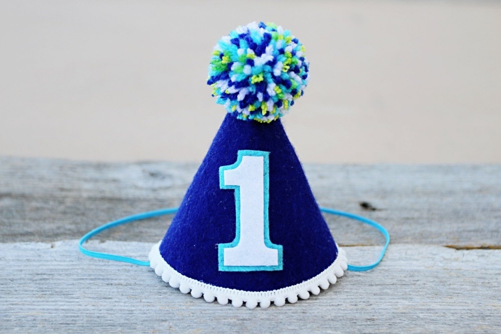 Sombrero azul de 1er cumpleaños para niños, minisombrero de , sombrero náutico de fieltro para primer cumpleaños