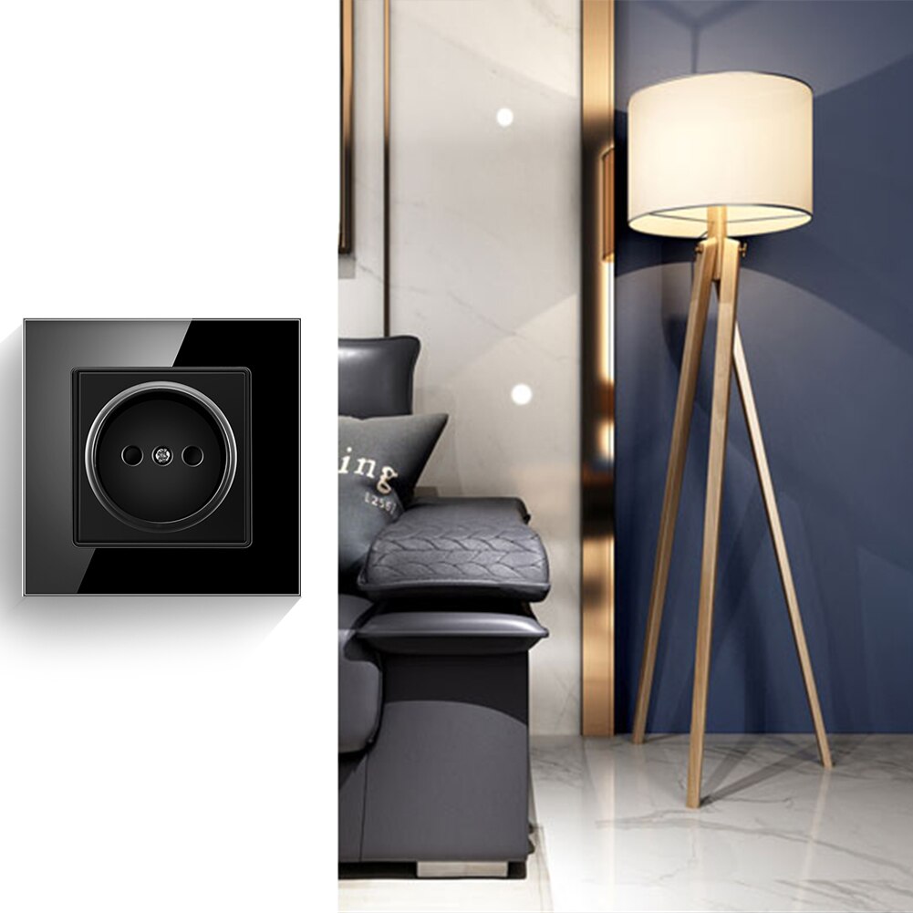 Single Power Socket Crystal Glass Panel 16A EU Standard Power Electrical Outlet for Home Electrical Supplies