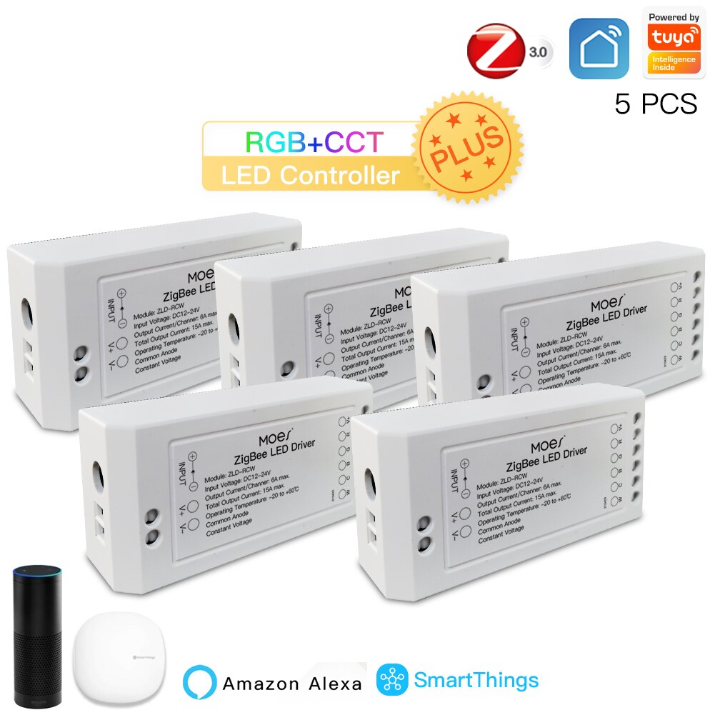 MoesHouse – Module variateur intelligent ZigBee, rvb CCT, pour bande LED, contrôle avec application Tuya, Alexa Echo Goolge, pour la maison