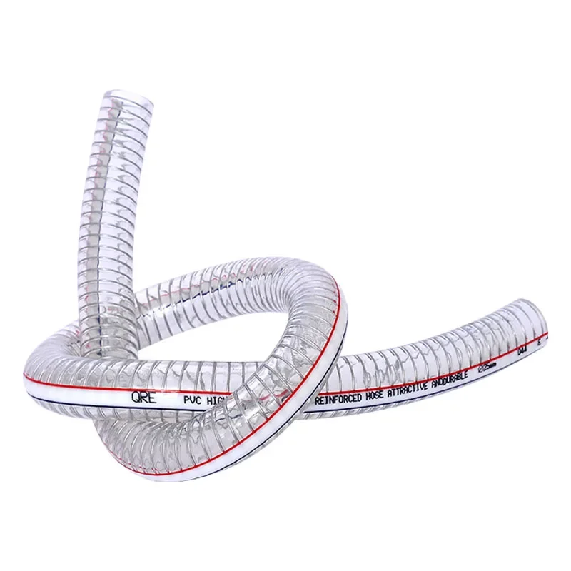 Tuyau en fil d'acier PVC souple, pompe à eau, Tube d'huile Flexible avec fil d'acier, ID Transparent 10 13 16 19 22 25mm