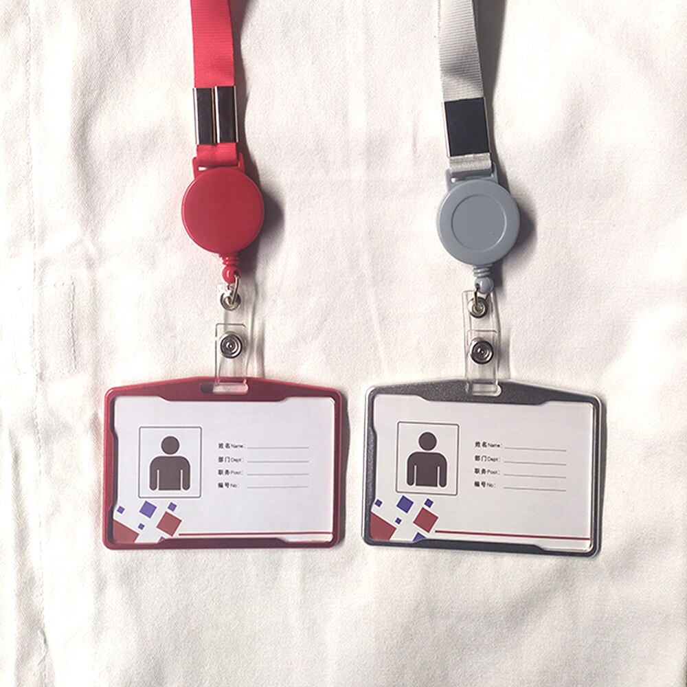 Metal Bus Pass Case Cover Retractable Lanyards ID Badge Holder Bank Credit Card Holder school supplies