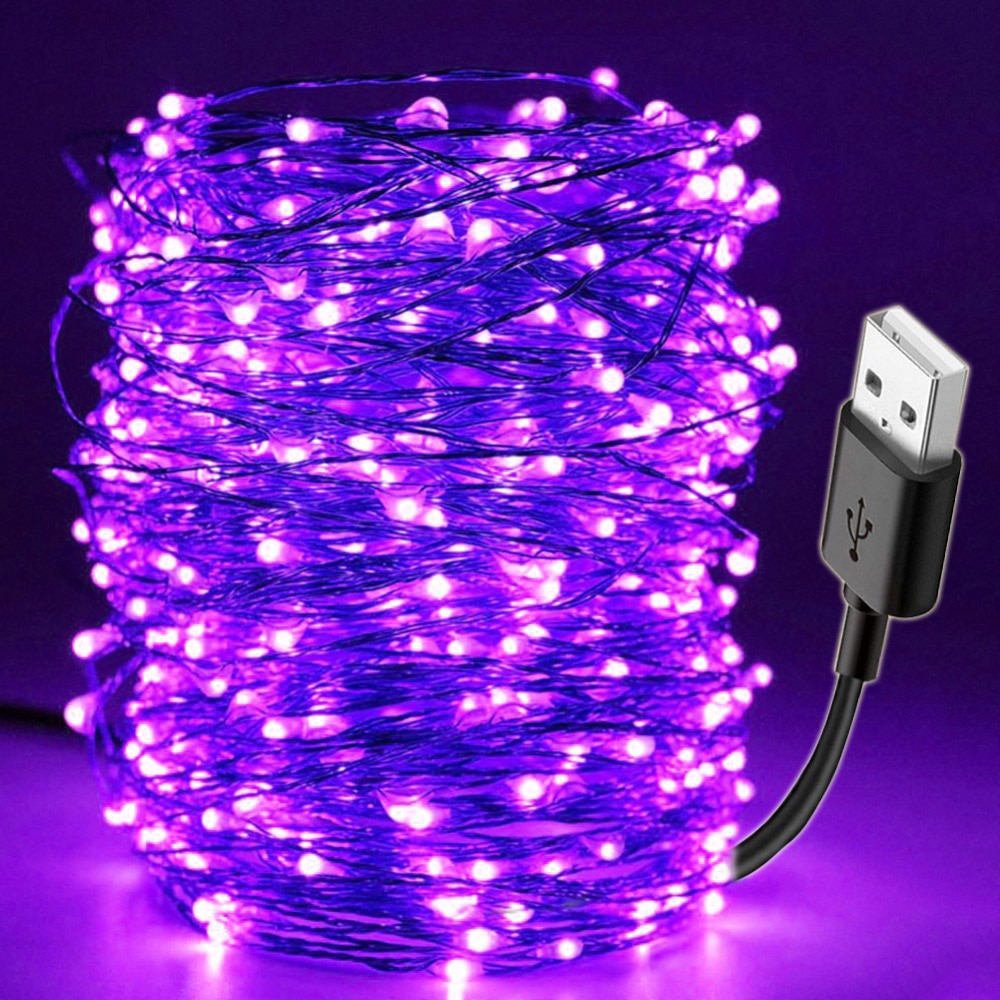10M LED Black Light UV String Light USB Recharge Christmas Halloween Party Home Decoration Waterproof Lamp String