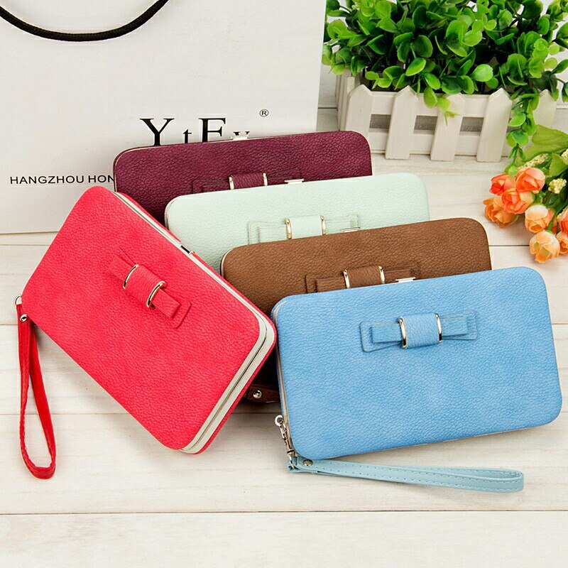 Wallet Female Women's Wallet Snap Coin Purse Phone Bag Bow Multi-card Bit Card Holder Purse Women Luxury Mujer