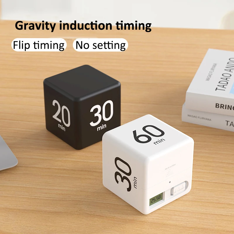 Temporizador de cubo de productividad, Sensor de gravedad, pantalla LED volteada, 15/20/30/60 minutos, cuenta atrás, estudio de cocina, Mini temporizador Digital