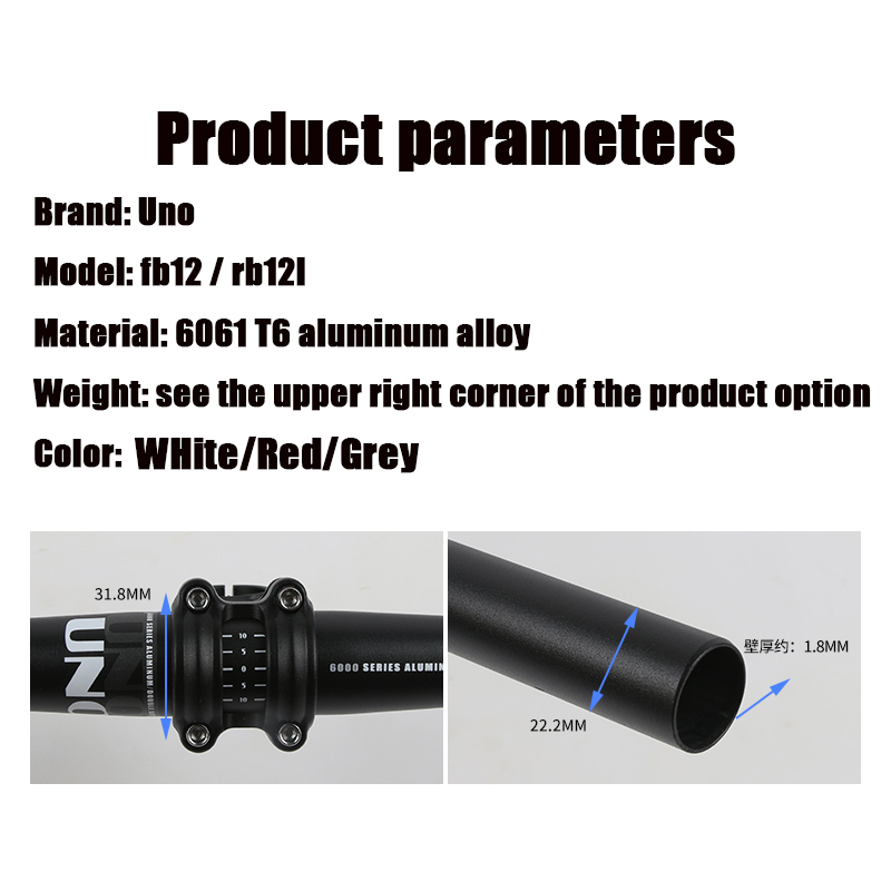 UNO-Manillar de bicicleta de montaña, 31,8 MM, 620/640/680/720/740/760mm, piezas de manillar plano