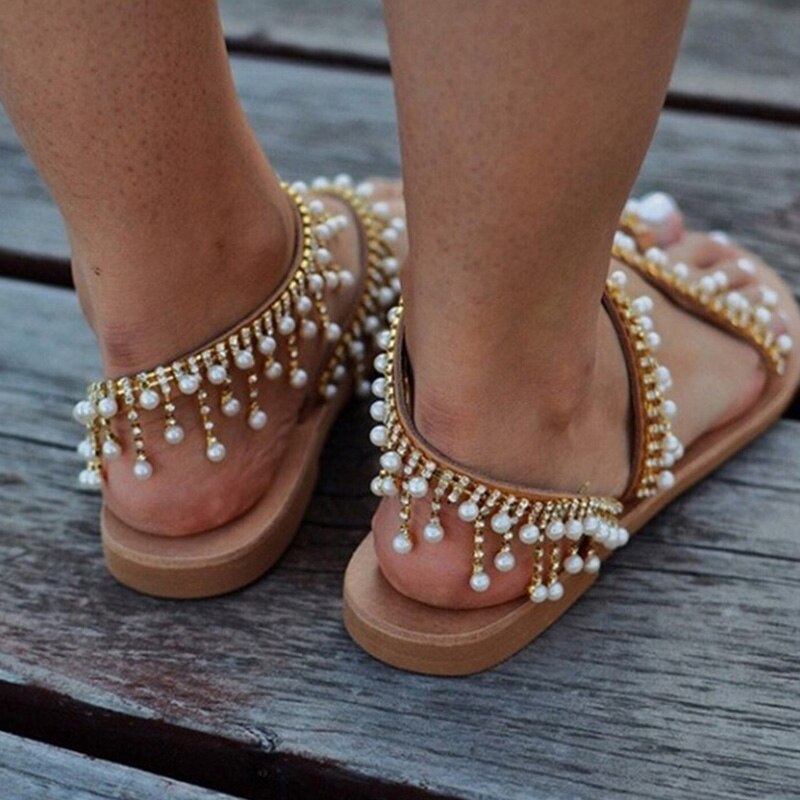 Kvinne bling sandaler sommer kvinner crystal roma dame flip flops dame bohemia beach flats damesko pluss størrelse 46