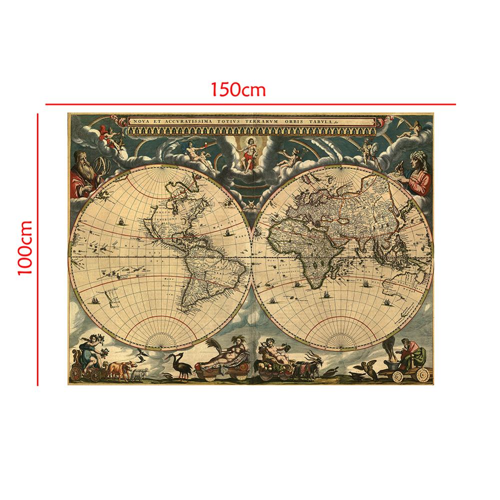 Mapa Medieval Latino portugués no tejido impermeable mapa decorativo de 150x100cm