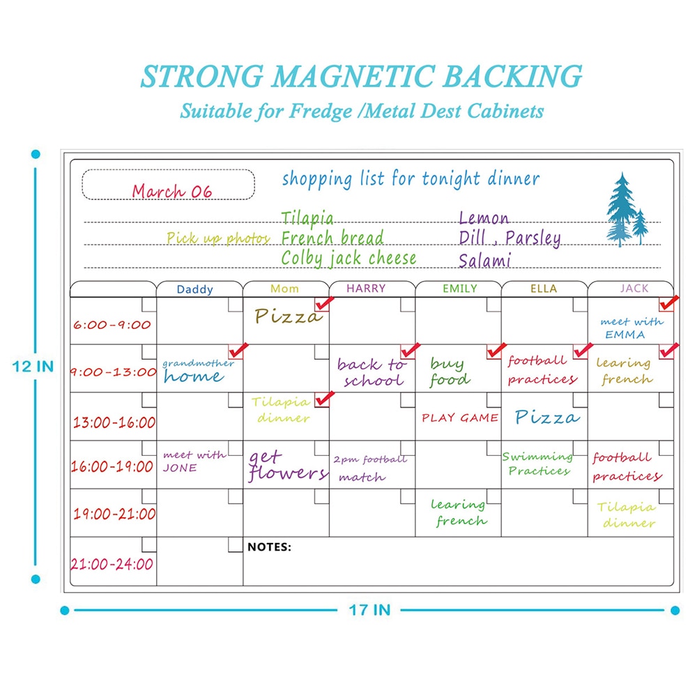 Magnetic Dry Erase Board Calendar Whiteboard Refrigerator Stickers Kitchen Fridge White Board for Schedule Daily Planner List