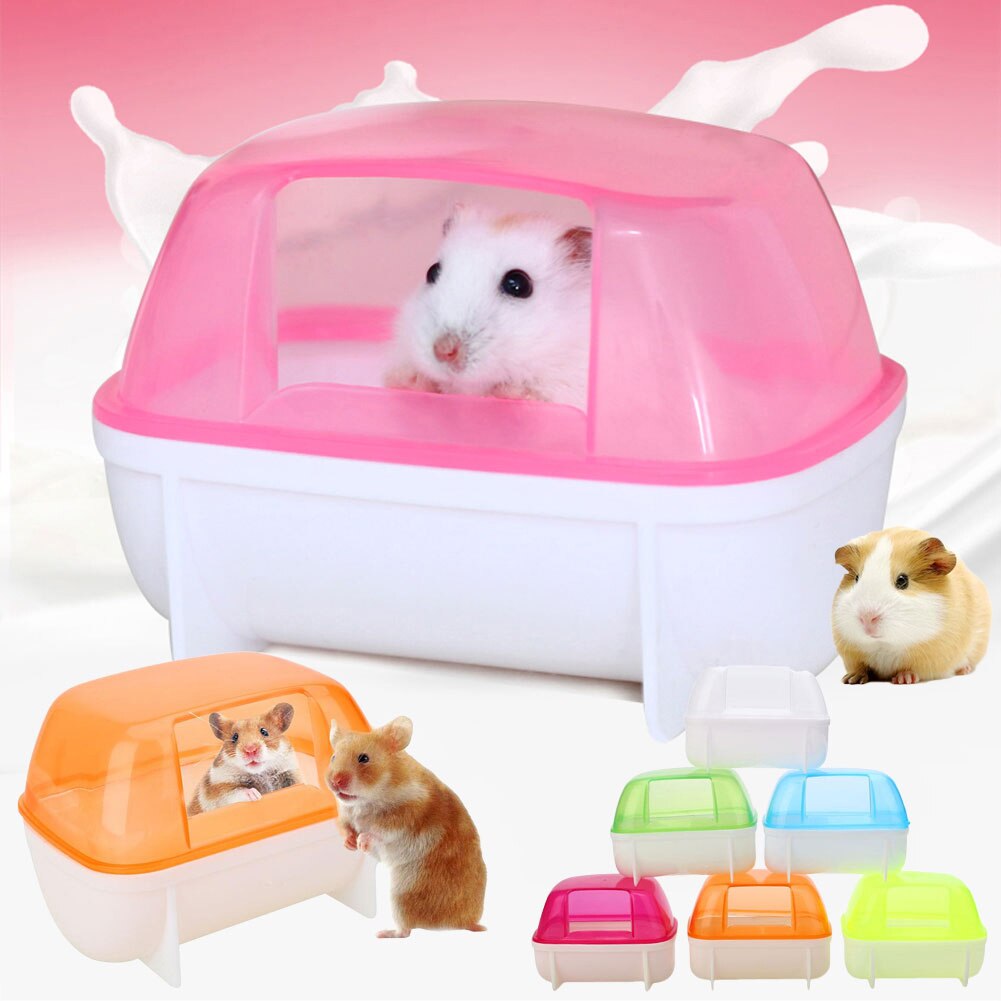 Klein Huisdier Hamster Plastic Stofdicht Badkamer Sauna Wc Bad Douche Nest Muis Rusten Huis S/L Willekeurige Kleur